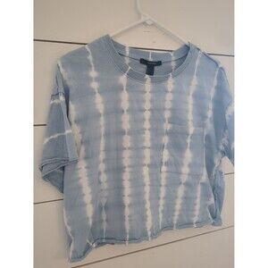Forever 21 women's teens large blue cropped tie dye T-shirt spring